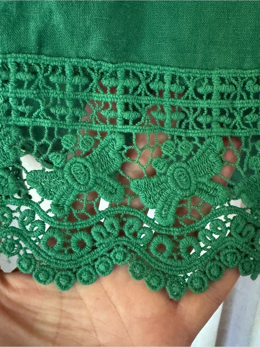Lungo L'arno 100% Linen Tank Top Women’s Small Sleeveless Lace Trim Green Italy - Picture 5 of 8